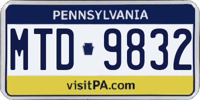PA license plate MTD9832