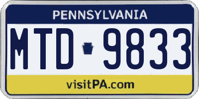 PA license plate MTD9833