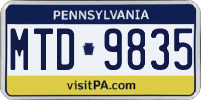 PA license plate MTD9835