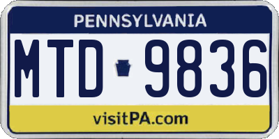 PA license plate MTD9836