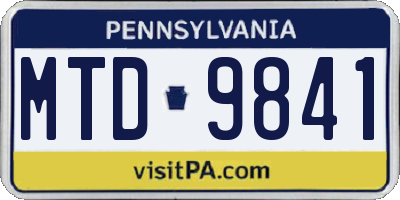 PA license plate MTD9841