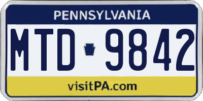 PA license plate MTD9842
