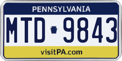 PA license plate MTD9843