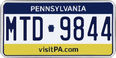 PA license plate MTD9844