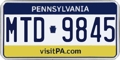 PA license plate MTD9845
