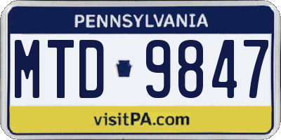 PA license plate MTD9847