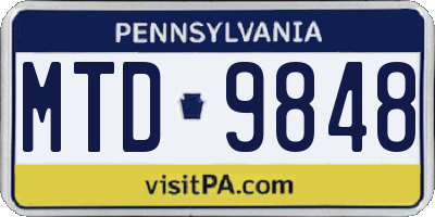 PA license plate MTD9848