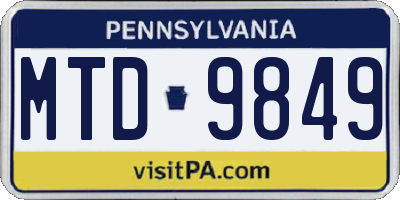 PA license plate MTD9849