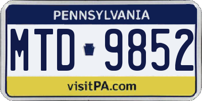 PA license plate MTD9852