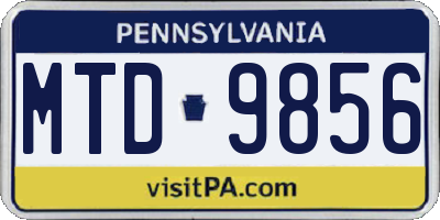 PA license plate MTD9856