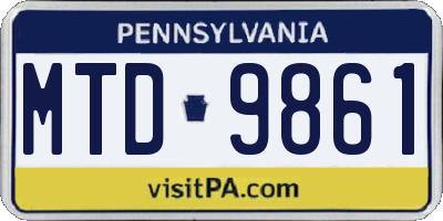 PA license plate MTD9861