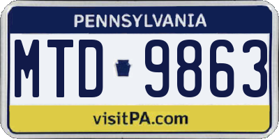 PA license plate MTD9863