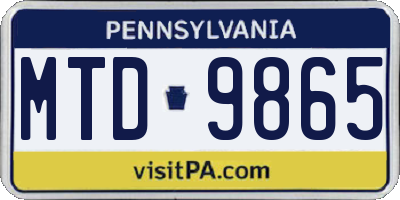 PA license plate MTD9865