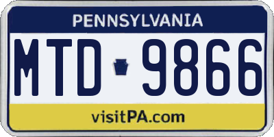 PA license plate MTD9866