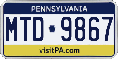 PA license plate MTD9867