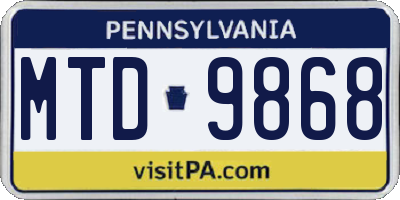 PA license plate MTD9868