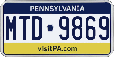 PA license plate MTD9869