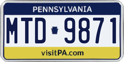 PA license plate MTD9871