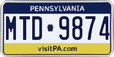 PA license plate MTD9874