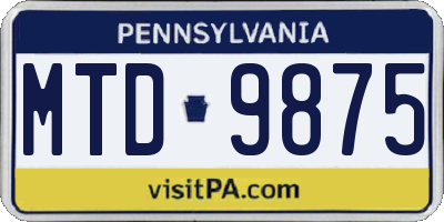 PA license plate MTD9875