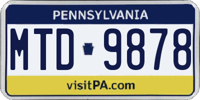 PA license plate MTD9878