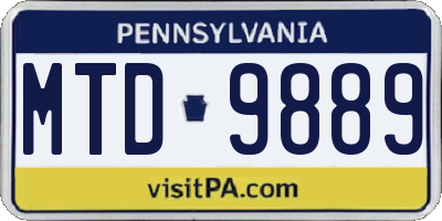 PA license plate MTD9889