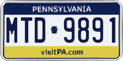 PA license plate MTD9891