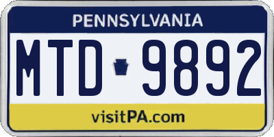 PA license plate MTD9892