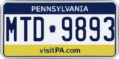 PA license plate MTD9893
