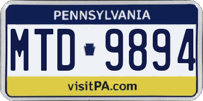 PA license plate MTD9894