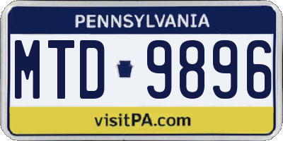 PA license plate MTD9896