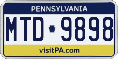 PA license plate MTD9898