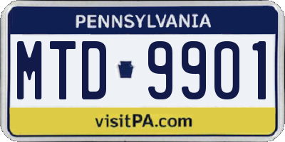 PA license plate MTD9901