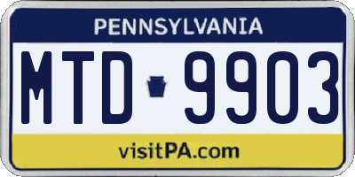 PA license plate MTD9903
