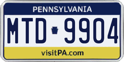 PA license plate MTD9904
