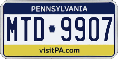 PA license plate MTD9907