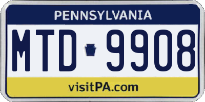 PA license plate MTD9908