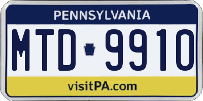 PA license plate MTD9910