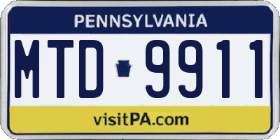 PA license plate MTD9911