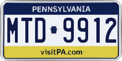 PA license plate MTD9912