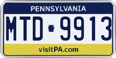 PA license plate MTD9913