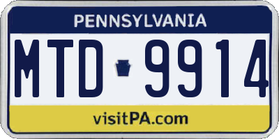 PA license plate MTD9914