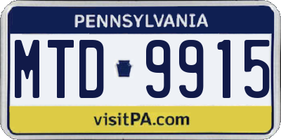 PA license plate MTD9915
