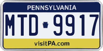 PA license plate MTD9917