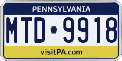 PA license plate MTD9918