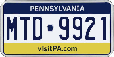PA license plate MTD9921