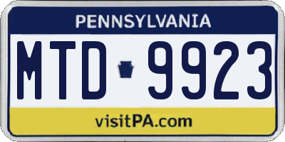 PA license plate MTD9923