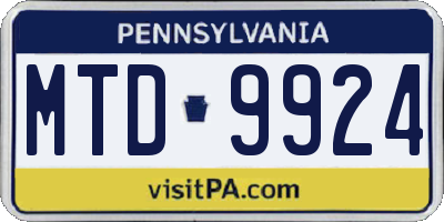 PA license plate MTD9924