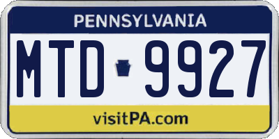 PA license plate MTD9927