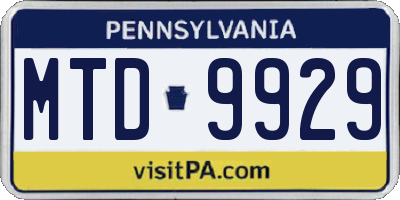 PA license plate MTD9929